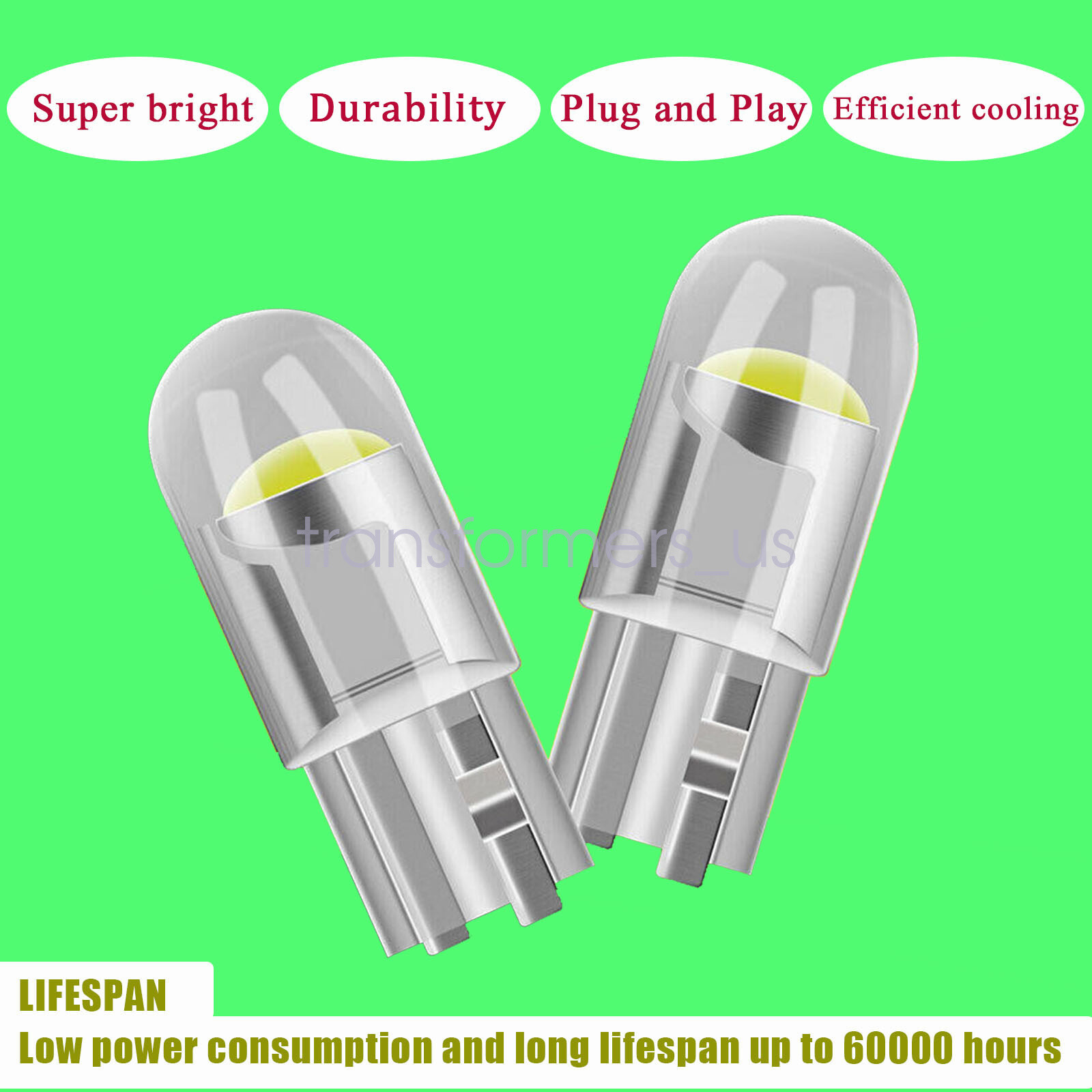 20Pc White T10 194 168 W5W 2825 LED License Plate Interior Light Bulb 6000K