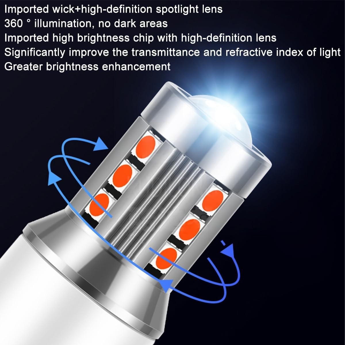 Durable Aviation Aluminum LED Turn Signal Bulbs – 2PCS, 5W Yellow for All Cars
