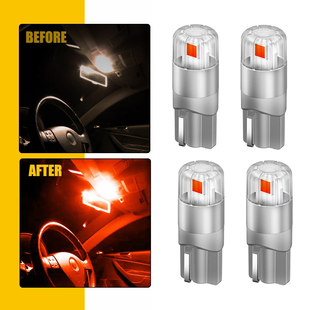 AUXITO Red LED 194 T10 W5W License Plate Light Inside Dome Trunk Light 800LM C