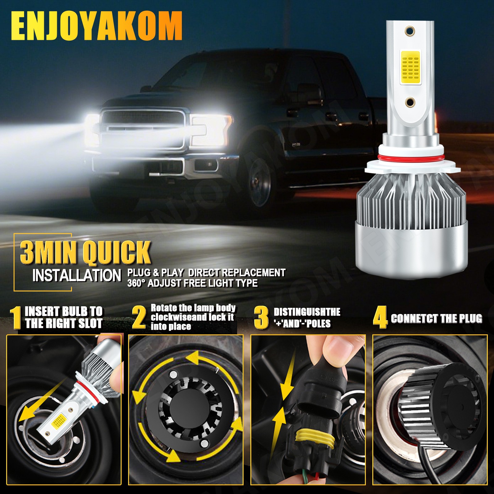 5202+H11+9005 LED Headlight High Low Beam Fog Light Bulbs Kit Super White Brigh
