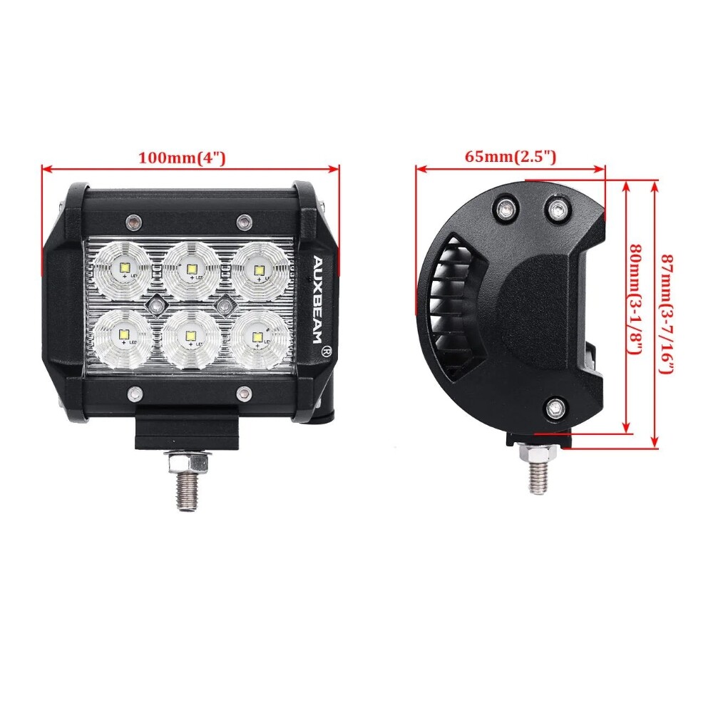 2x 4INCH 18W LED Work Light Bar Spot Pods Offroad Fog Lamp 4WD Pickup ATV Truck