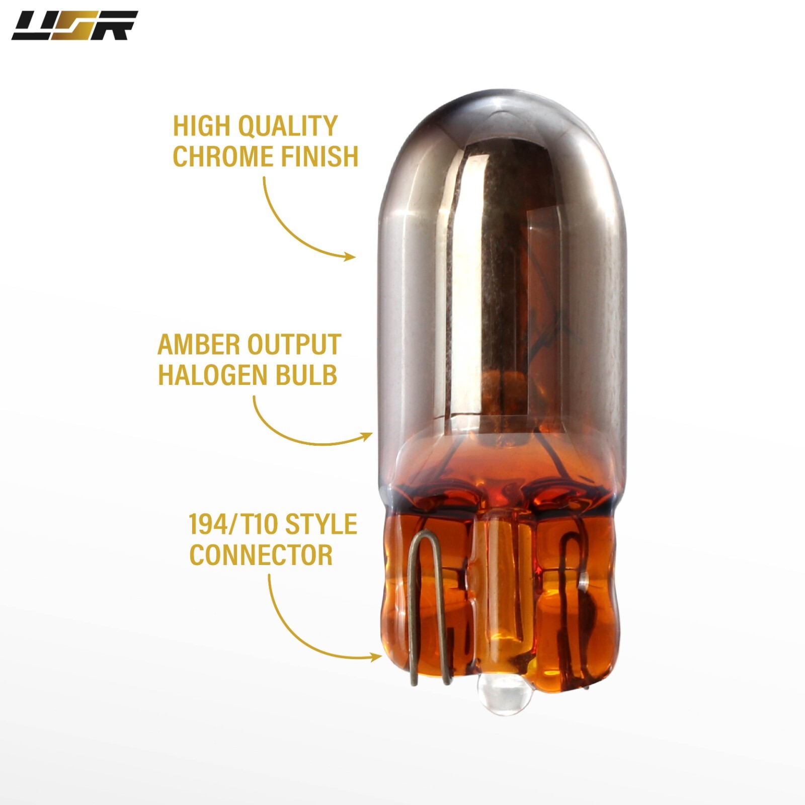 2825 / 168 / 194 / W5W / T10 Stealth Chrome Amber Halogen Bulbs Pair