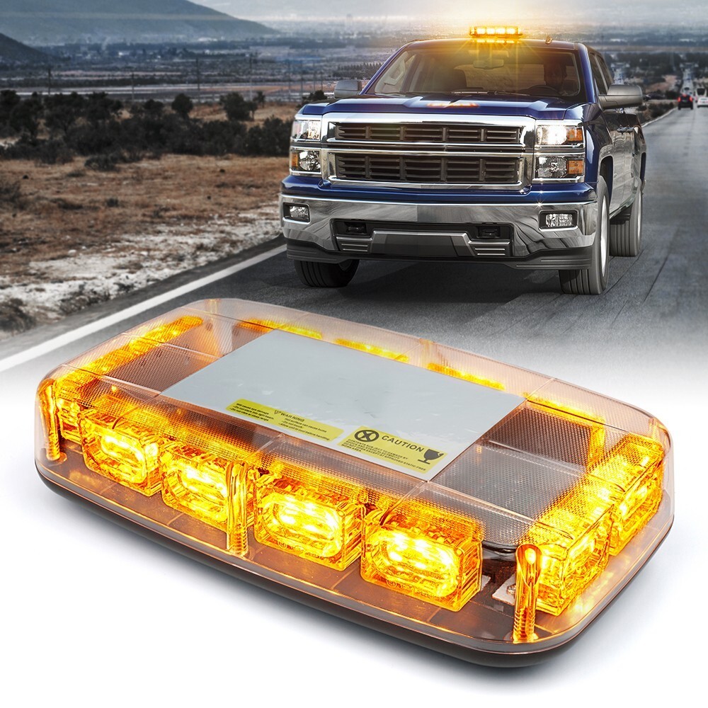 48W Yellow Amber LED Strobe Beacon Lights Car Truck Emergency Hazard Warning
