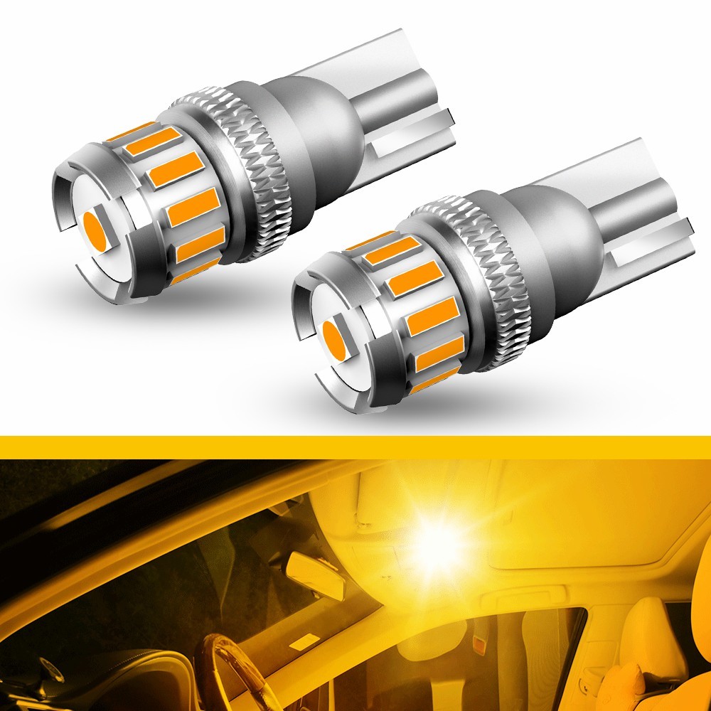 T10 168 194 LED Canbus License Plate Side Marker Light Bulb 3000k Amber 2/4Pc