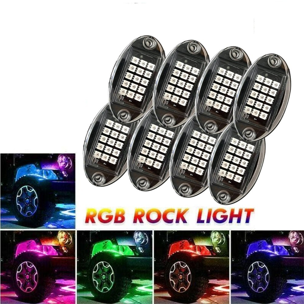 APP RGB LED Rock Lights Kits for Pickup Off-Road Truck ATV UTV JP Chassis Lights