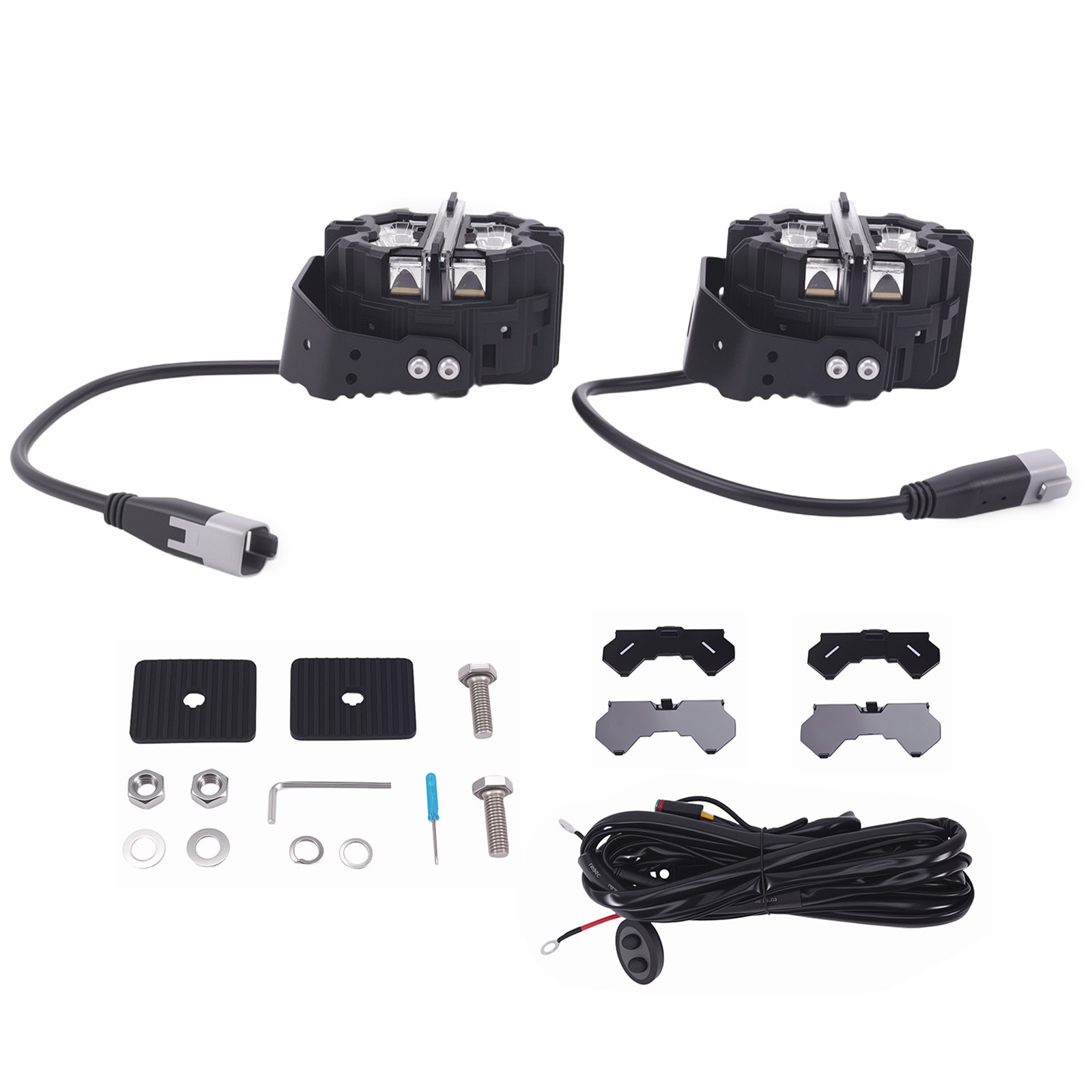 3.5″ LED Pod Lights 160W Spot Beam Side Shooter Driving Light White+Amber DRL
