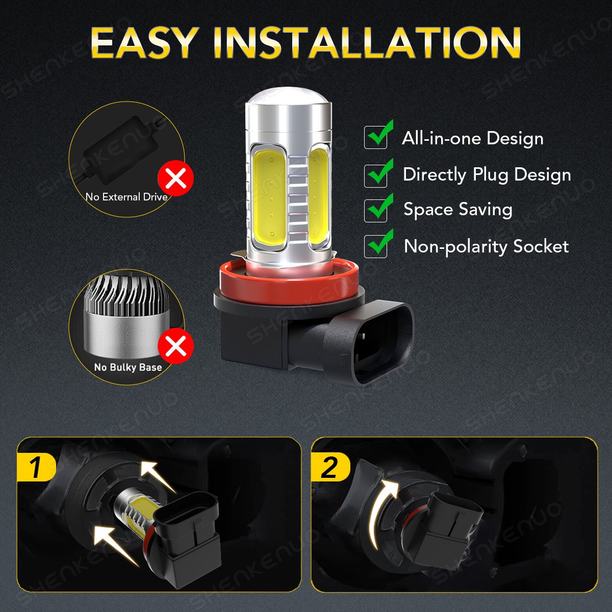 6x Combo H1+H11+H11 6000K LED Headlight High Low Beam Lamp Fog Light Bulbs Kit