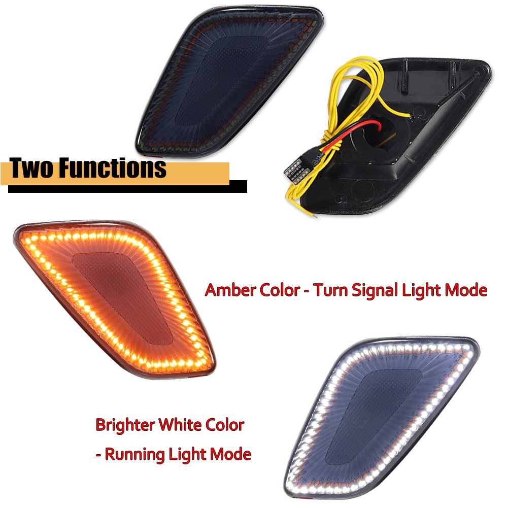 Smoke LED Front DRL / Side Marker Turn Signal Lights For 1997-2006 Jeep Wrangler
