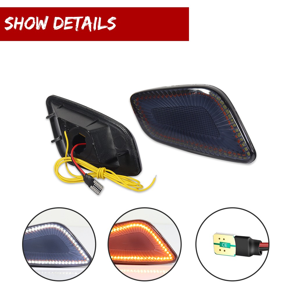 Smoke LED Front DRL / Side Marker Turn Signal Lights For 1997-2006 Jeep Wrangler