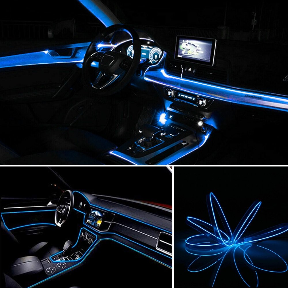 5M Blue Auto Car Interior Atmosphere Strip Wire LED Light Decor Lamp Accessories