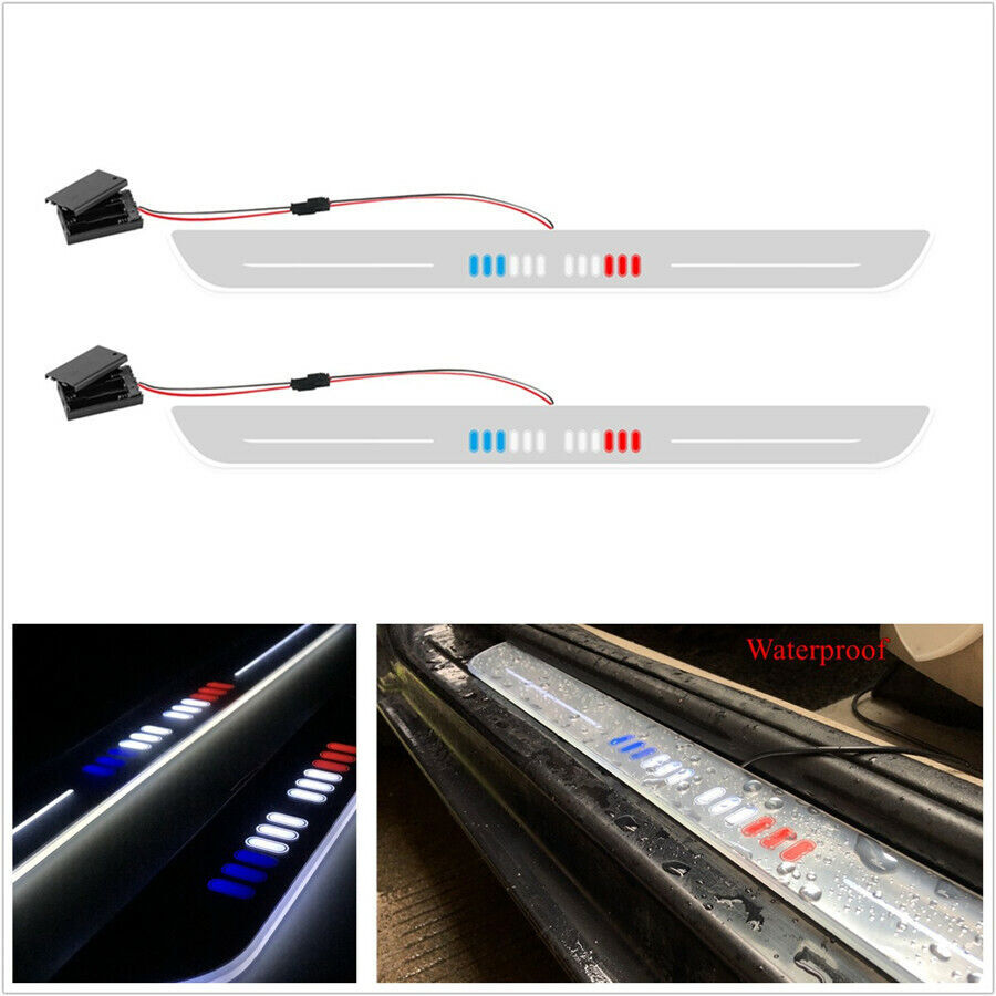 2Pcs 550*45mm Car LED Flowing Front Pedal Light Sill Pathway Welcome Scuff Light