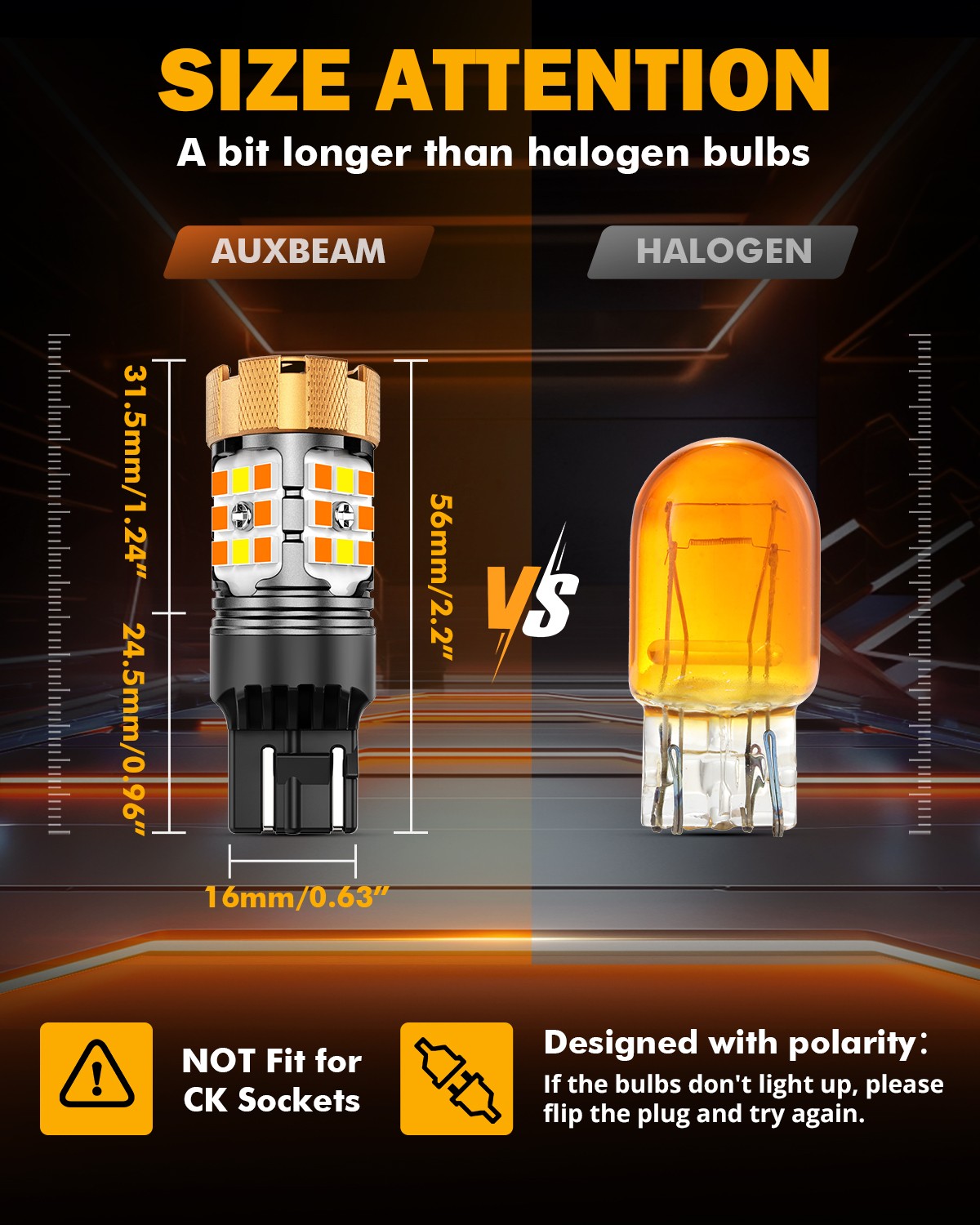 AUXBEAM 7443 7440 7444NA Switch back LED DRL/Turn Signal Light Bulbs White&Amber