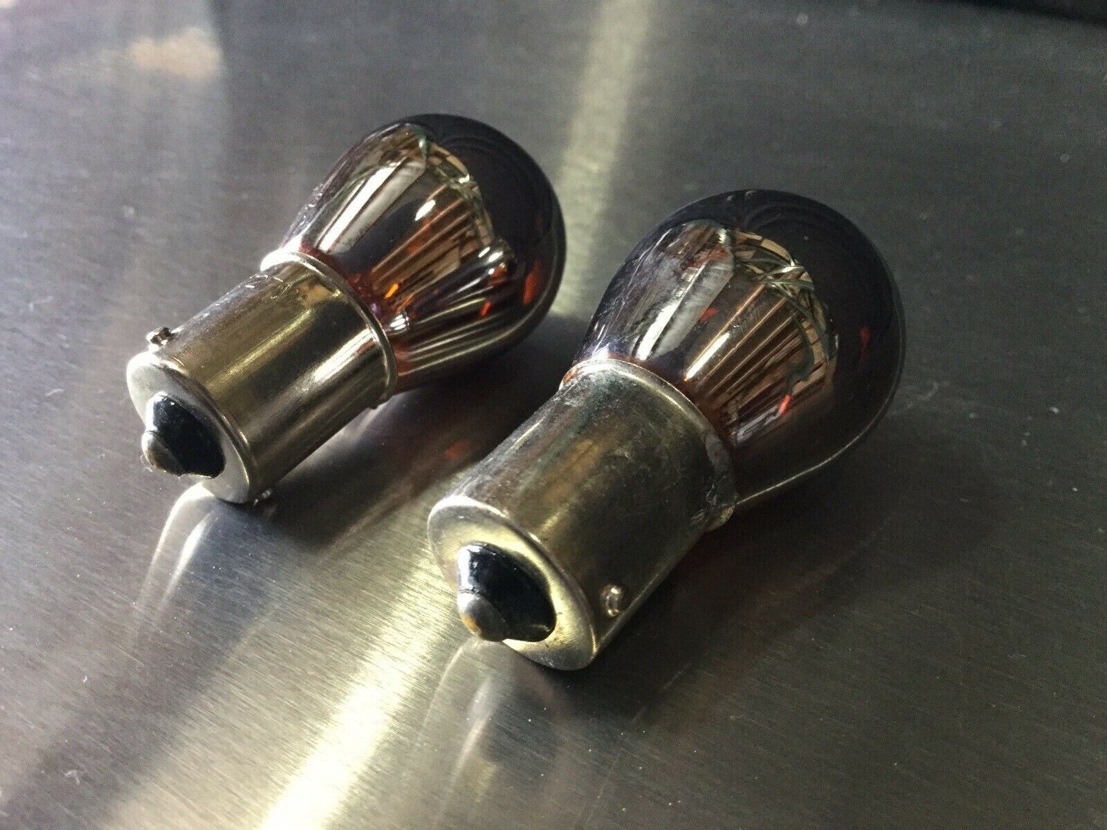 2pcs 1156 12V 27W Chrome Coated Amber Color Light Bulbs