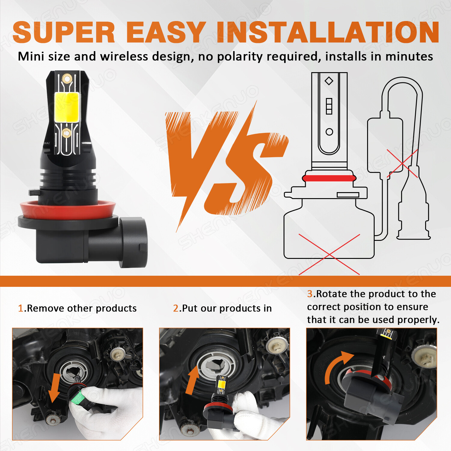 For Toyota RAV4 2006-2019 Switchback Dual Color LED Fog Light Bulbs 6000K &3000K