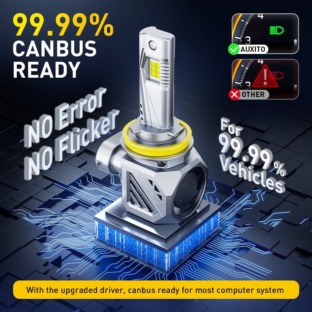 2PCS H11 H8 H9 LED Headlight Bulbs 6500K White Canbus Ready For Halogen Replace