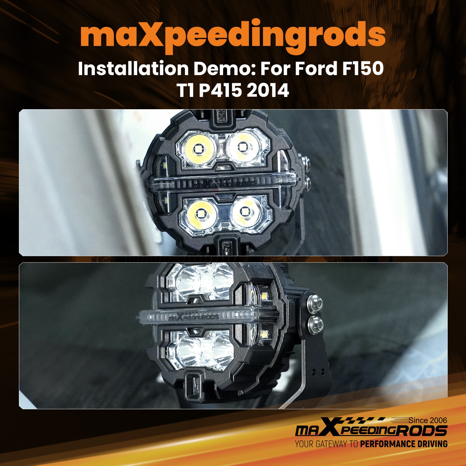 3.5″ LED Pod Lights 160W Spot Beam Side Shooter Driving Light White+Amber DRL