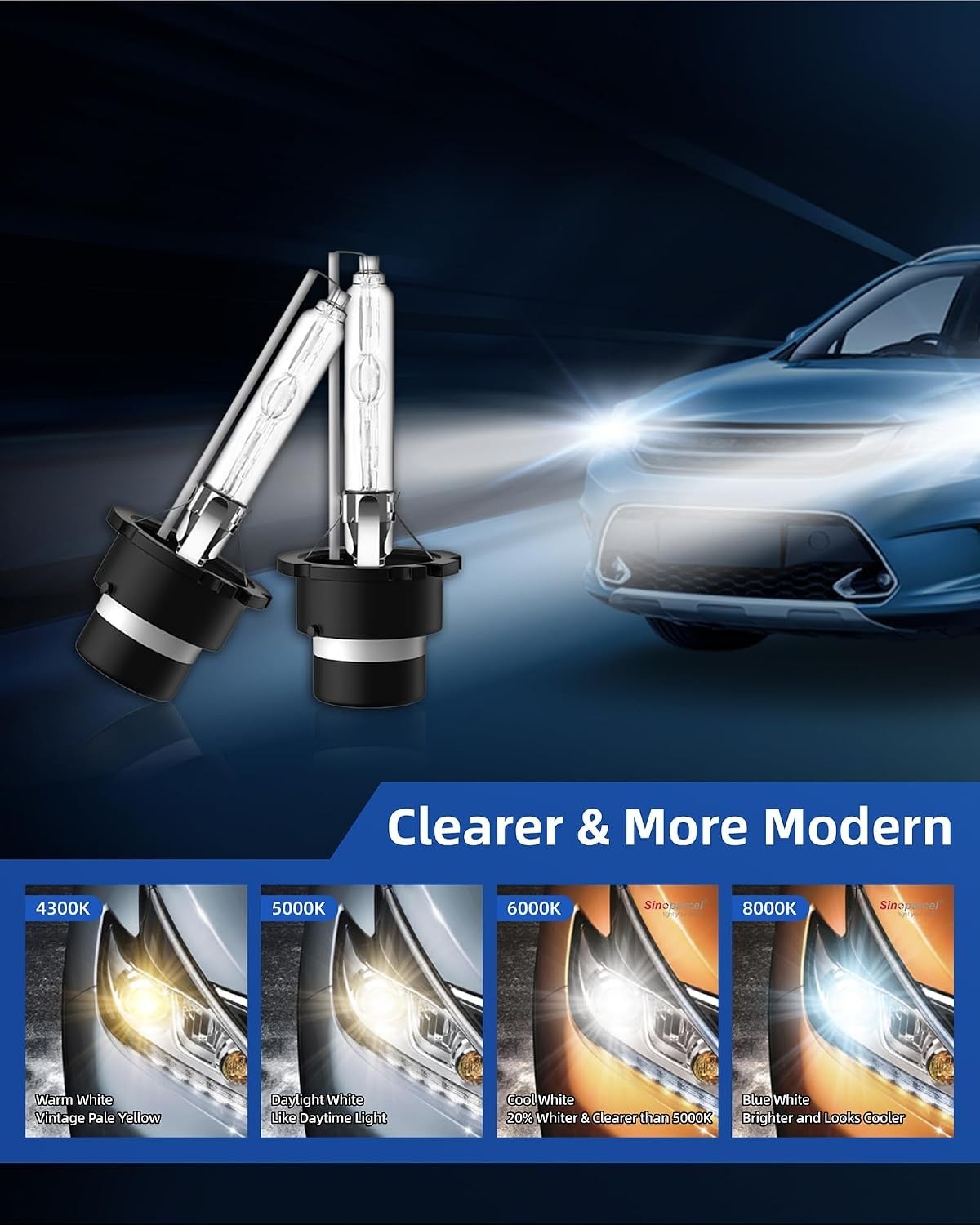 D2S Xenon HID Headlight Bulbs – 6000K 35W High Low Beam 66240 85122UB 66040 R…