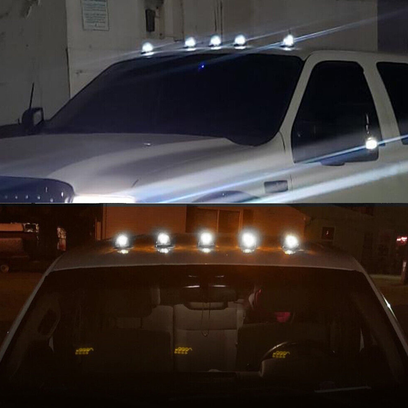 Clear Lens White LED Cab Roof Marker Lights For 99-16 F250 F350 F450 Super Duty