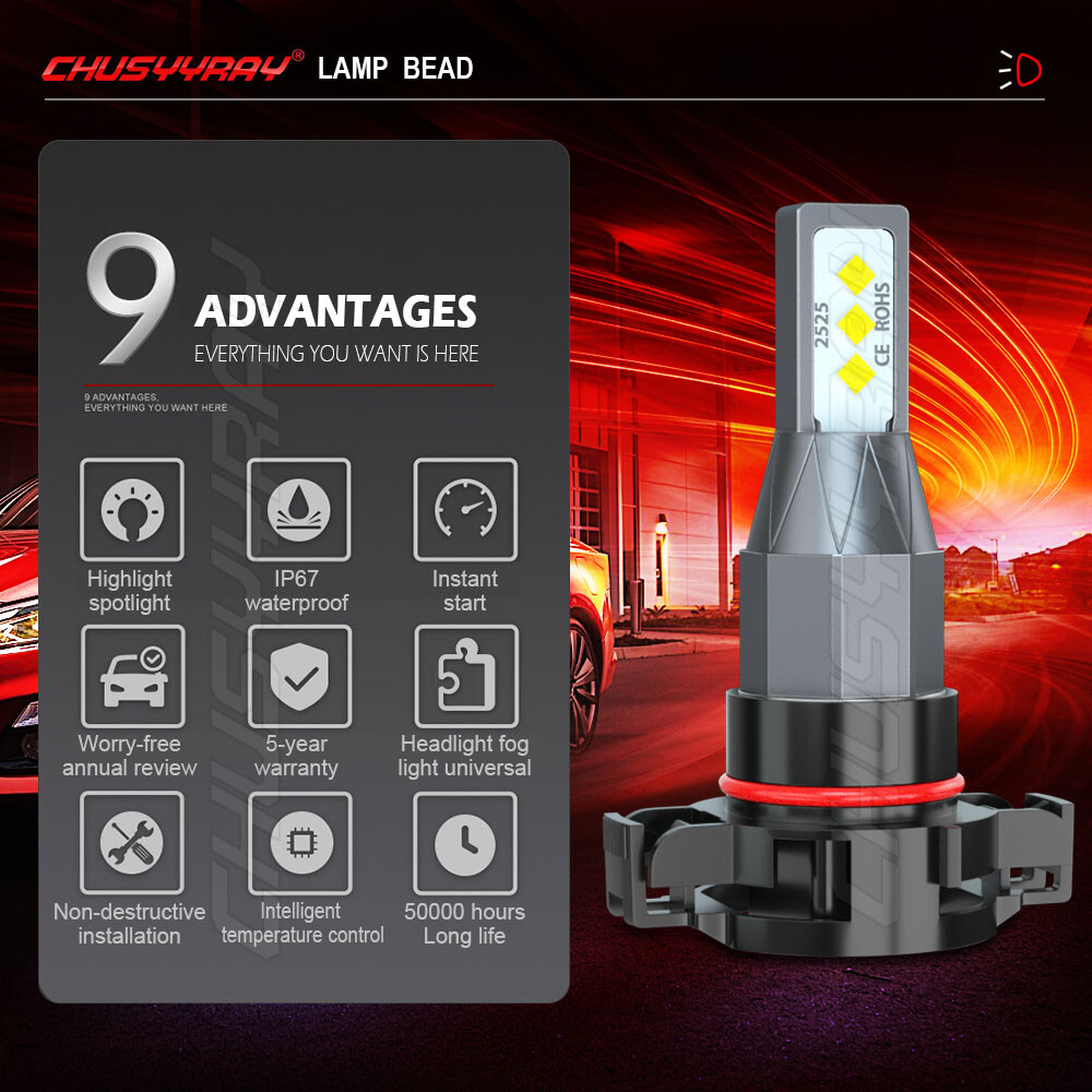 For Ford Escape 2008-2012 5202 H16 LED Fog Light Bulbs 6000K White 80W