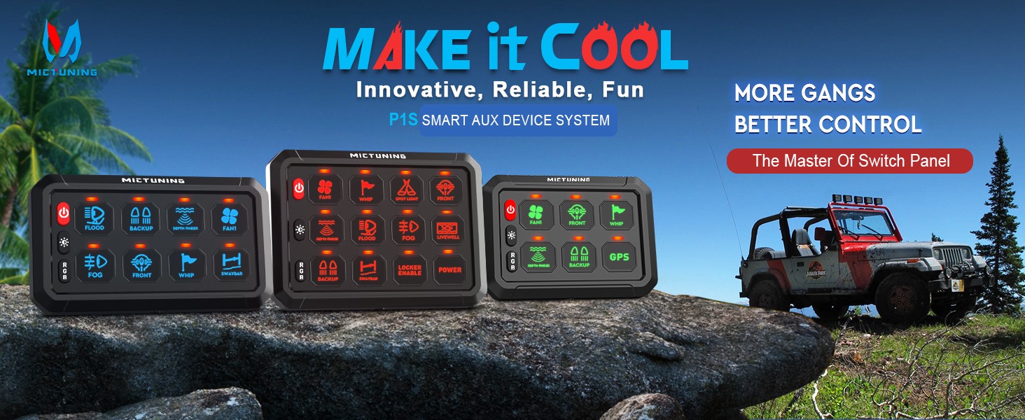 MICTUNING RGB 8 Gang Switch Panel LED Circuit Control Relay System Multipe Mode