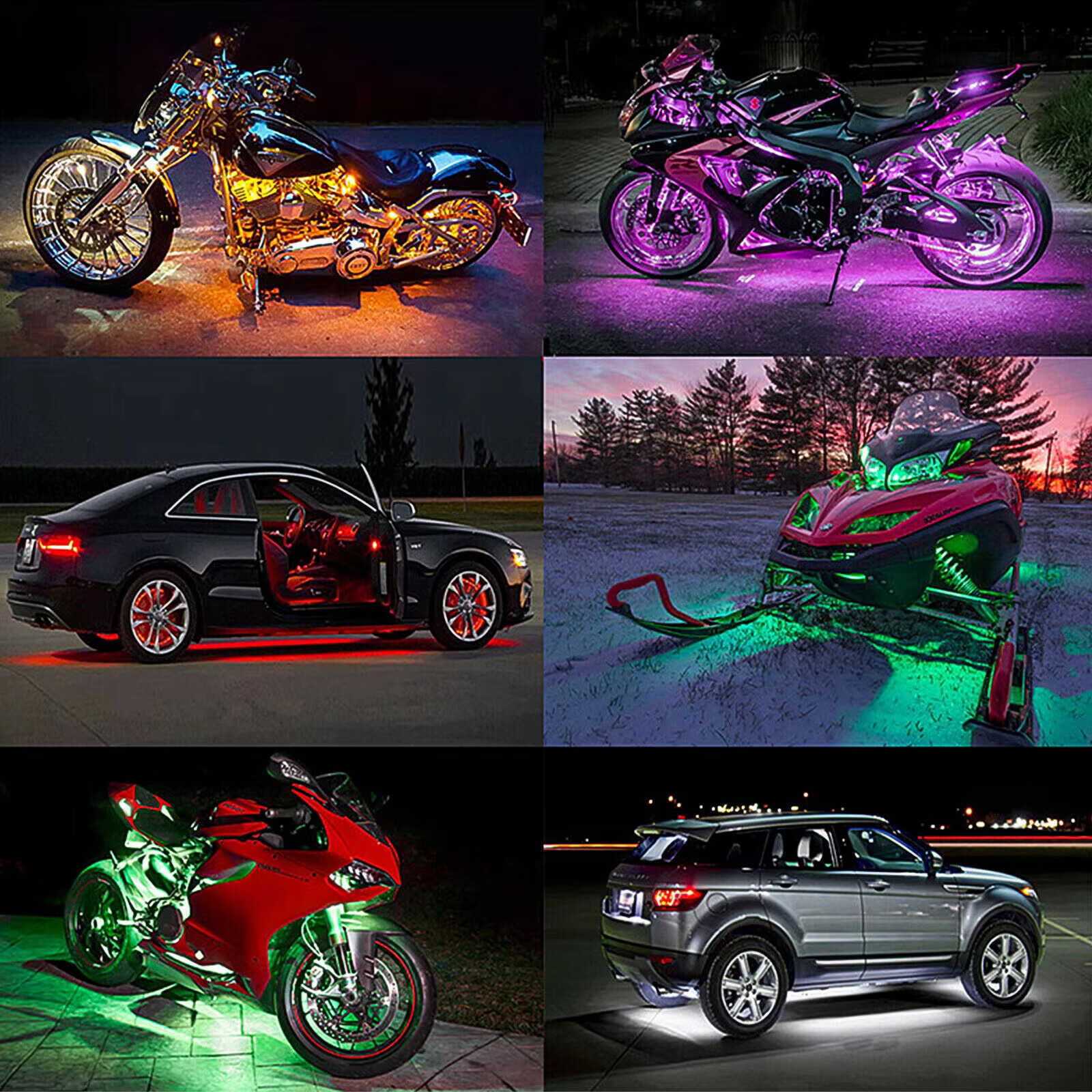 12V Motorcycle Car RGB APP Atmosphere Light Flexible Waterproof Sound Control