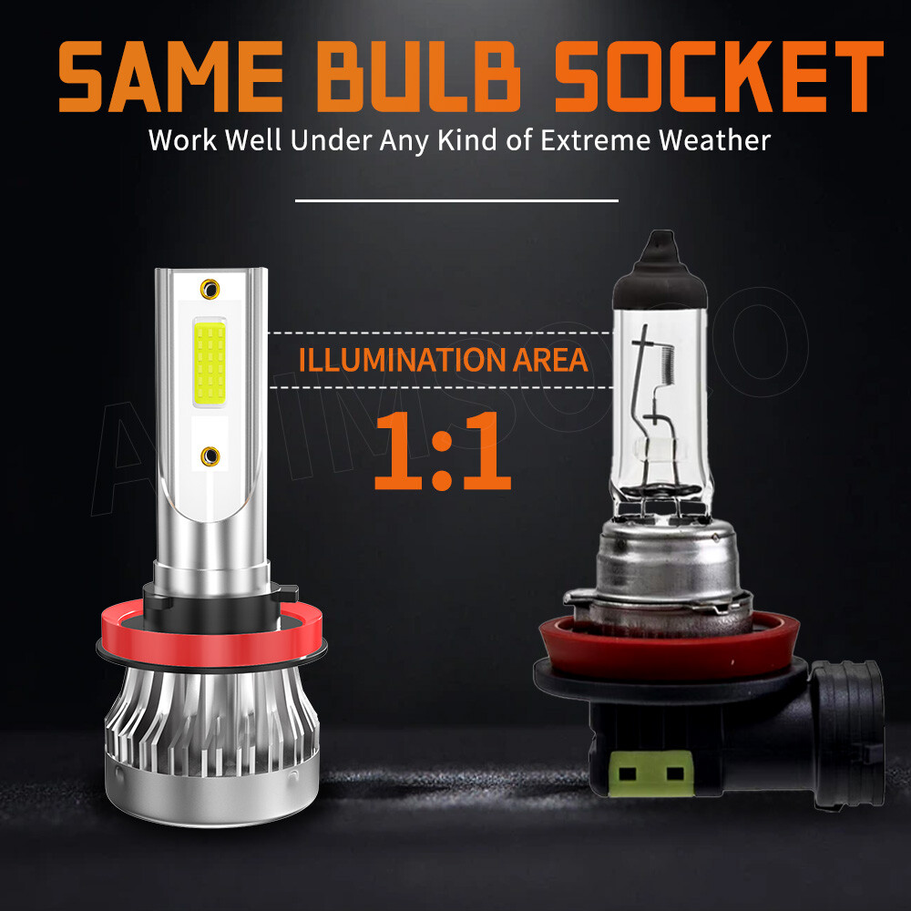 H11 9005 LED Headlight Super Bright Bulbs Kit 10000K White 330000LM Hi/Low Beam