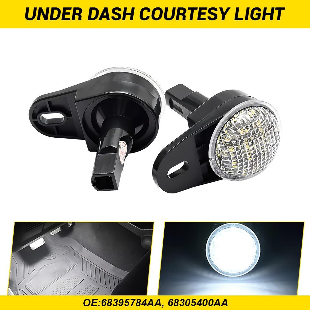 2PCS Clear LED White Under Dash Courtesy Light For 1999-2010 Jeep TJ Wrangler JK