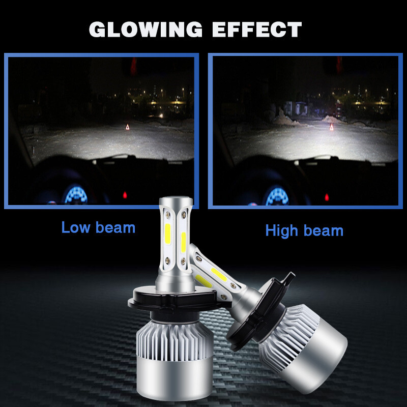 LED Headlight H4 HB2 9003 3-sides LED Bulbs Lights High Low Beam 300000LM 6000K
