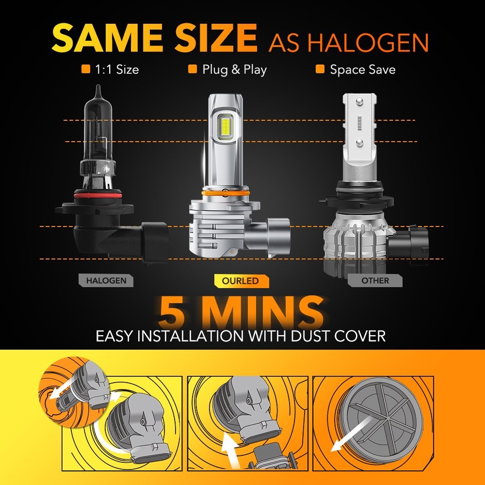 4/8/12X 9005 H11 H8 LED Headlight Kit High Low Beam Bulb Super Bright 40000LM