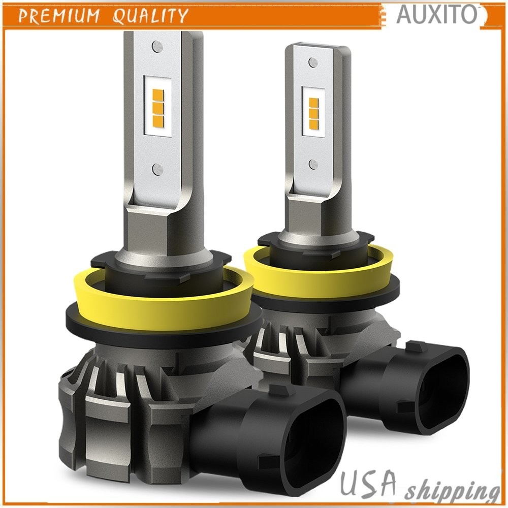 AUXITO H11 LED Headlight Kit High Low Beam BF3 Bright 3000K amber Bulb 1/2set