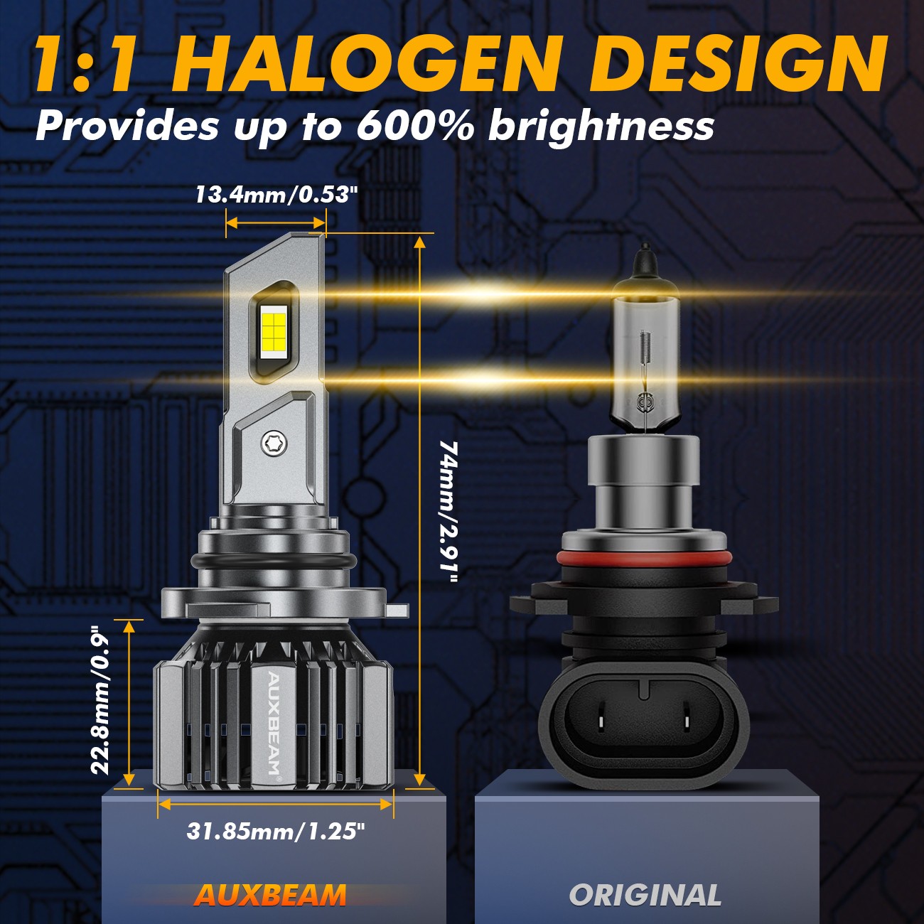6-sides LED Headlight Kit 9006 HB4 HB4U 6000K 2800W 390000LM Fog Bulbs Pair HID