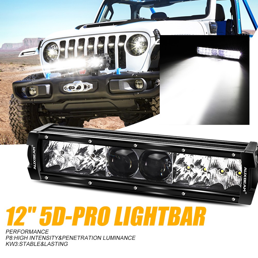 AUXBEAM 5D-PRO 12″ 22″ 32″ 42″ 52″ LED Work Light Bar Driving Truck ATV Offroad