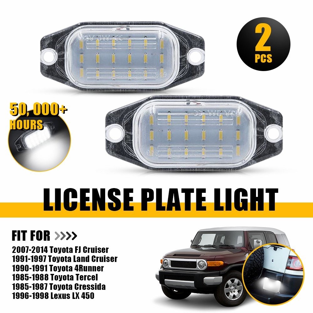 2PCS Chrome LED License Plate Lights for 2007-2014 Toyota FJ Cruiser 6000K White