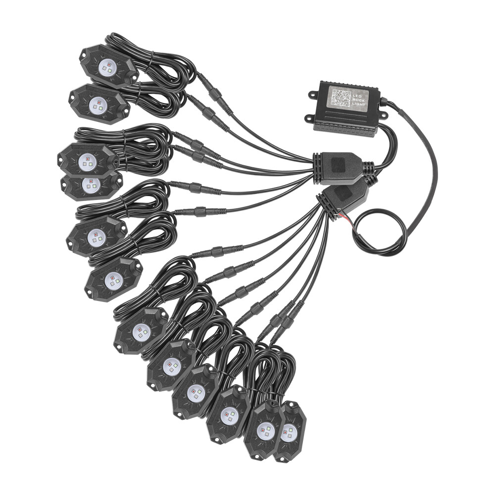 12x RGB LED Pods Rock Light Kit Underbody Glow Neon Lamp Bluetooth Music Control