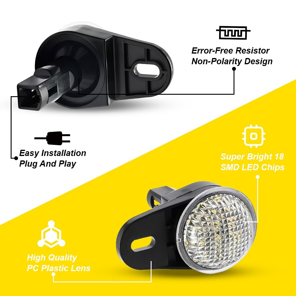 2PCS Clear LED White Under Dash Courtesy Light For 1999-2010 Jeep TJ Wrangler JK