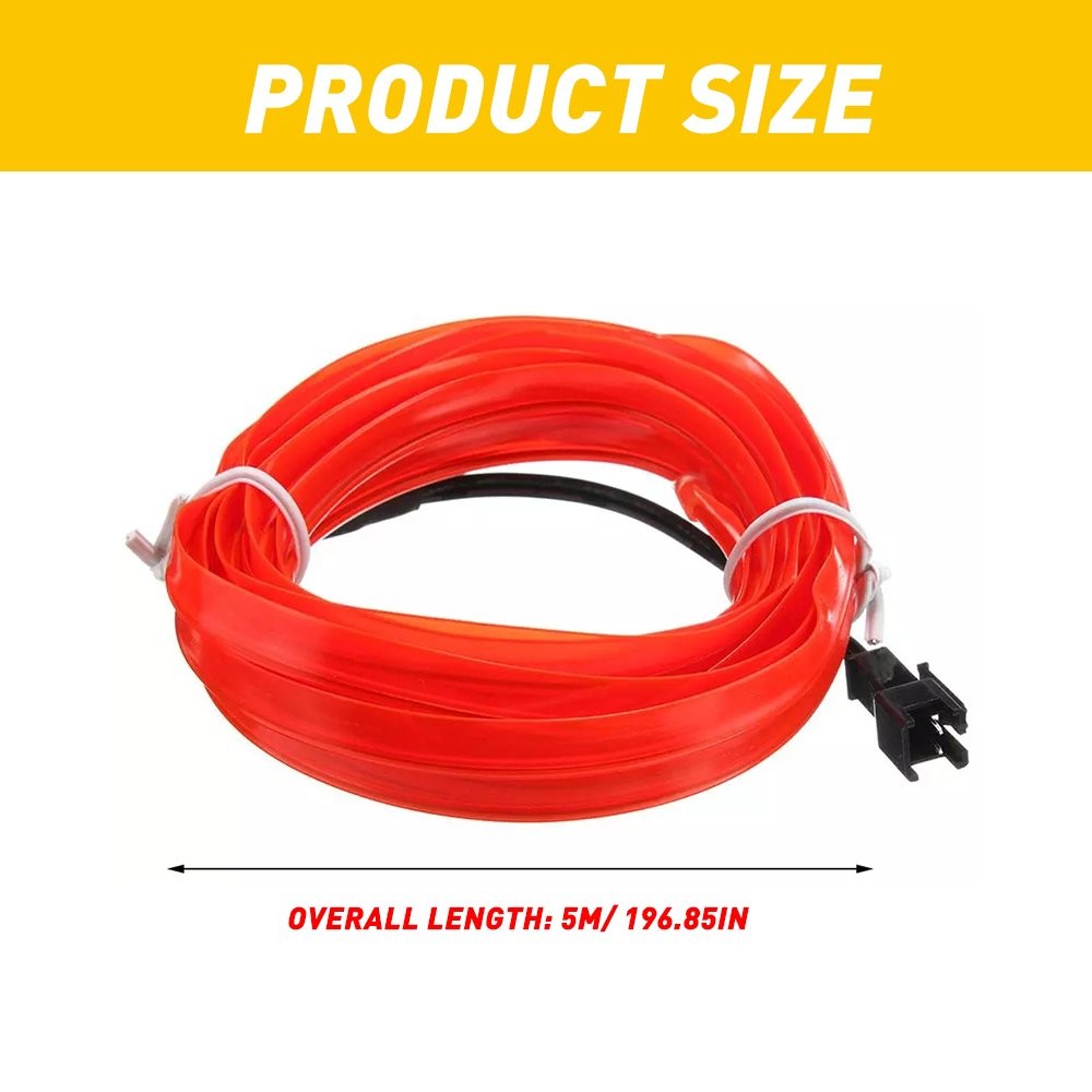 5M Red LED Car Interior Decorative Atmosphere Lamp Wire Strip Light Accessories