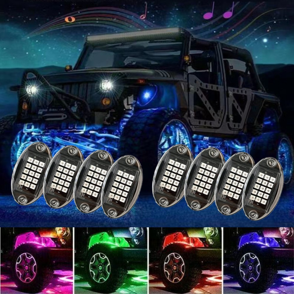 APP RGB LED Rock Lights Kits for Pickup Off-Road Truck ATV UTV JP Chassis Lights