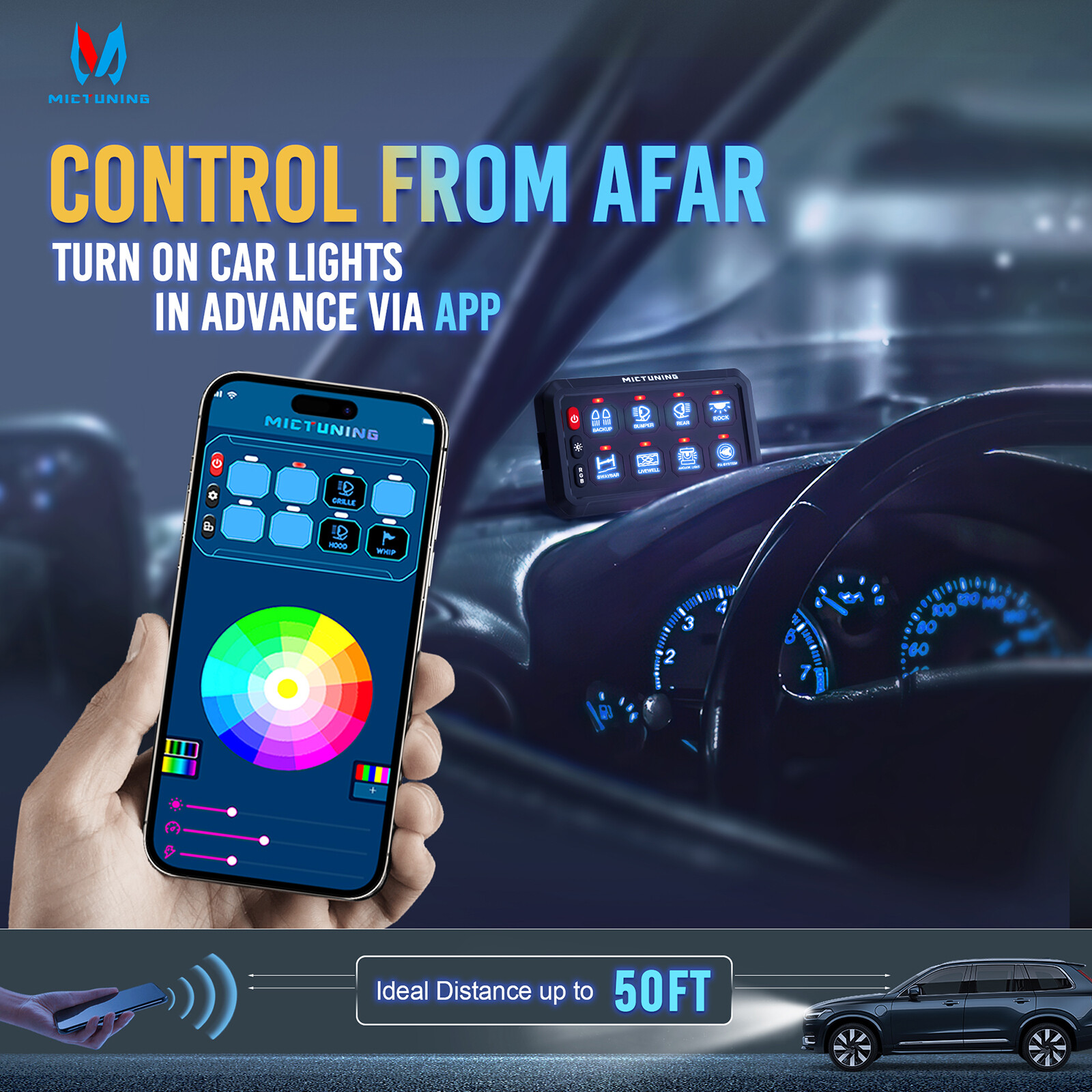 RGB 8 Gang Switch Panel with bluetooth APP Control 12/24v LED Control Box Marine