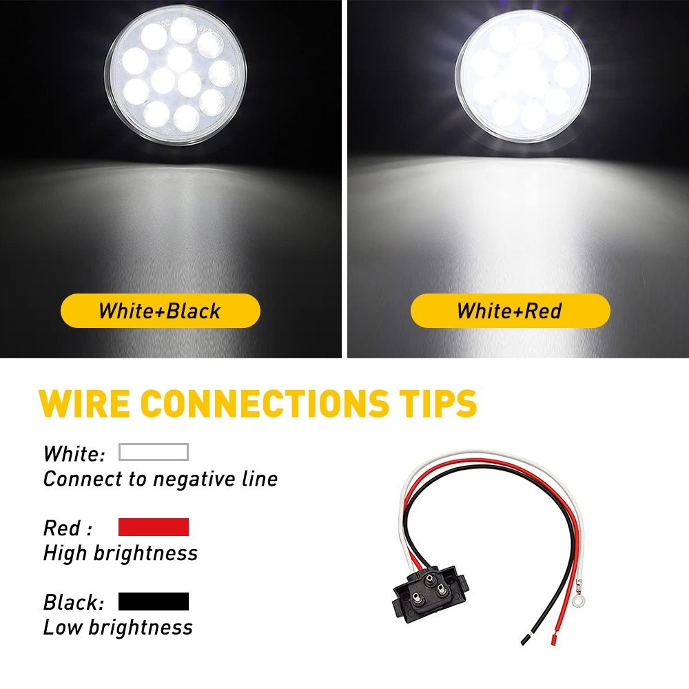 4in 12V Marker Lights LED Truck Trailer Round Side Bullet Light White Lamps 2Pcs