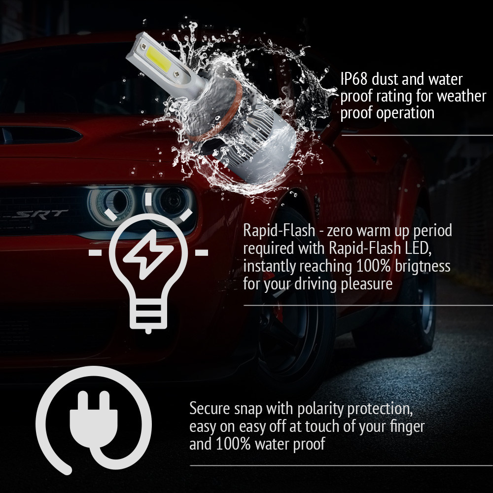 XENTEC 9007 HB5 LED Headlight Bulb Kit Low High Beam 6000K 90W 180000LM White.