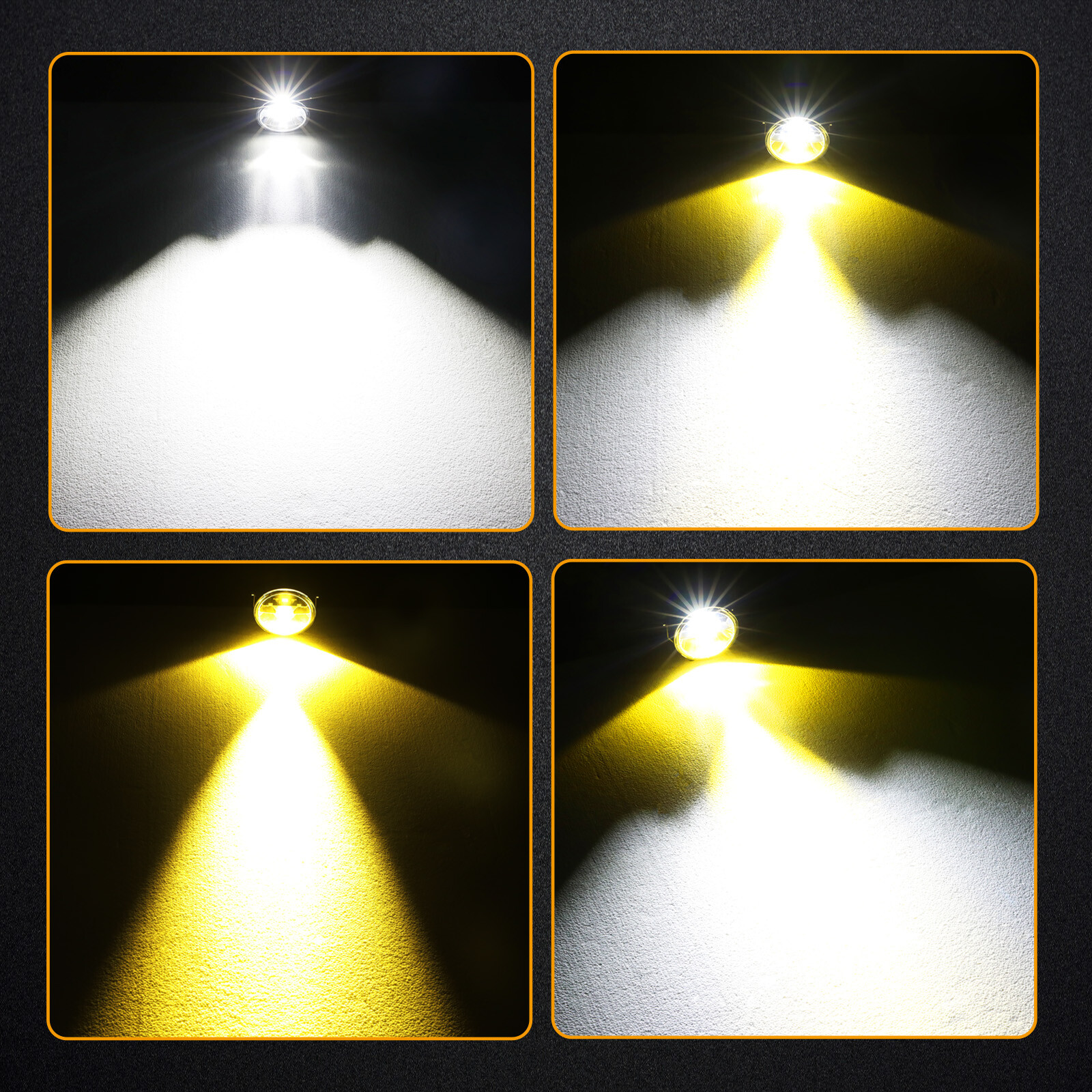 2X 4″ 60W Round LED Off Road Driving Spot Lights Pods Hi/Low Headlights Fog 3.5″