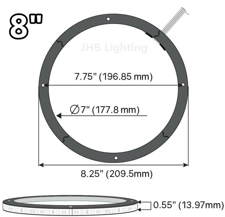 4PCS 8″ CHASING FLOW LED Rings 1/2″Spacer Remote+APP Loudspeakers SpeakerLights