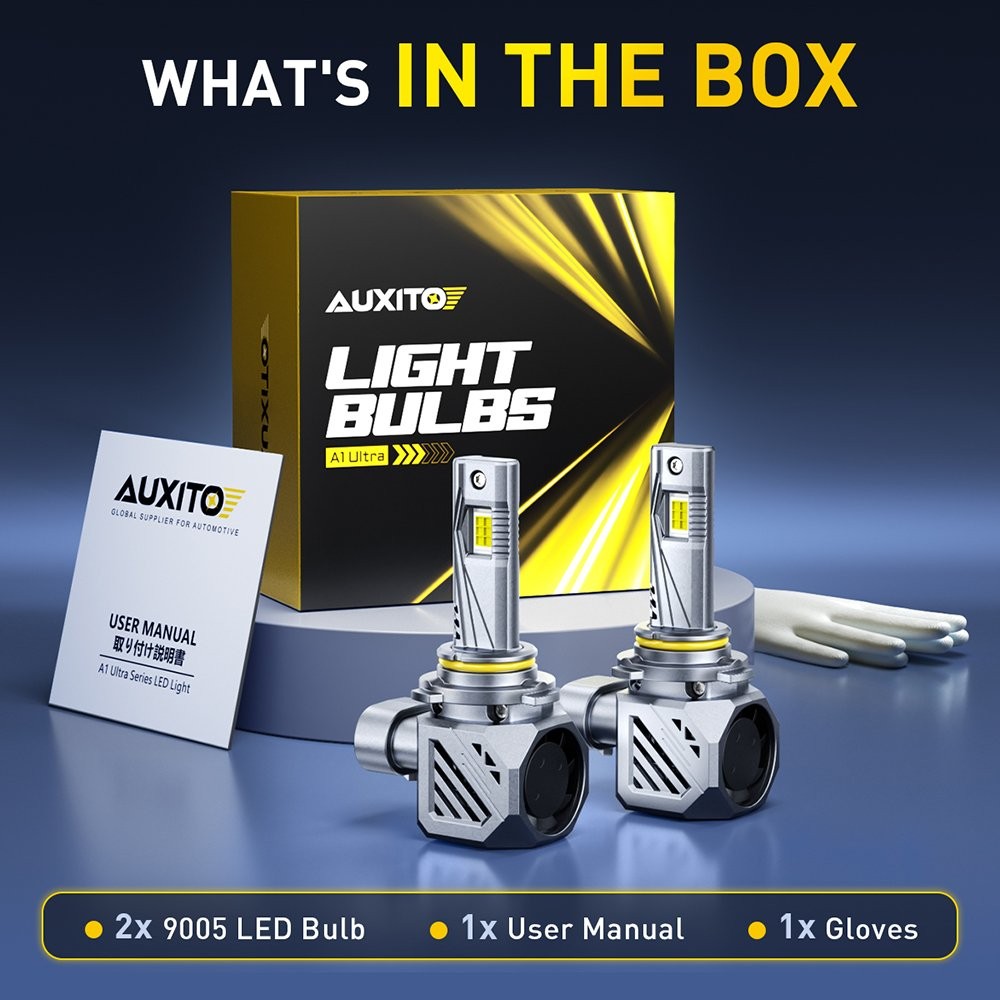 AUXITO Ultra Bright LED 9005 Headlight Bulbs White 6500K Aviation Aluminum Body