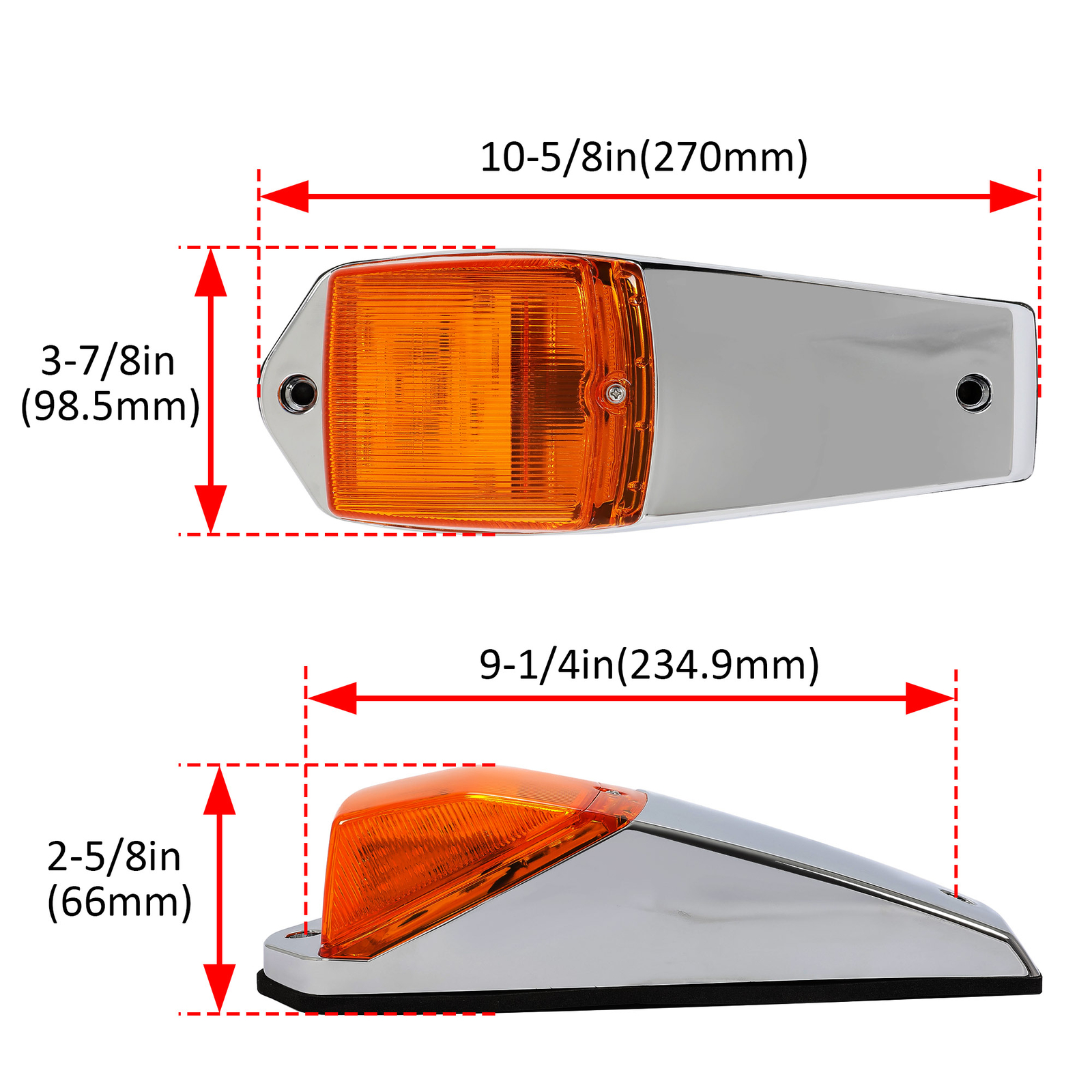 5 Cab Marker Lights Roof 31 LED Amber Chrome For Peterbilt Kenworth Freightliner