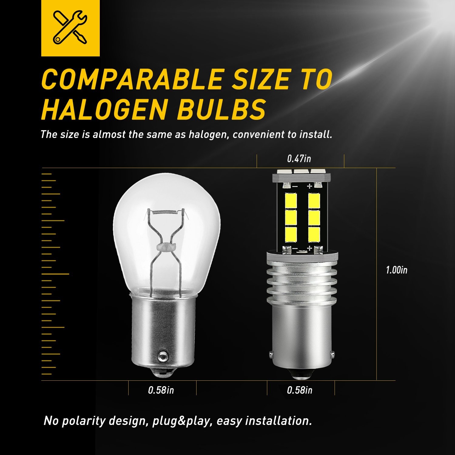 AUXITO 1156 LED Reverse Backup Light Bulbs Super Bright White 6500K 2400LM BA15s