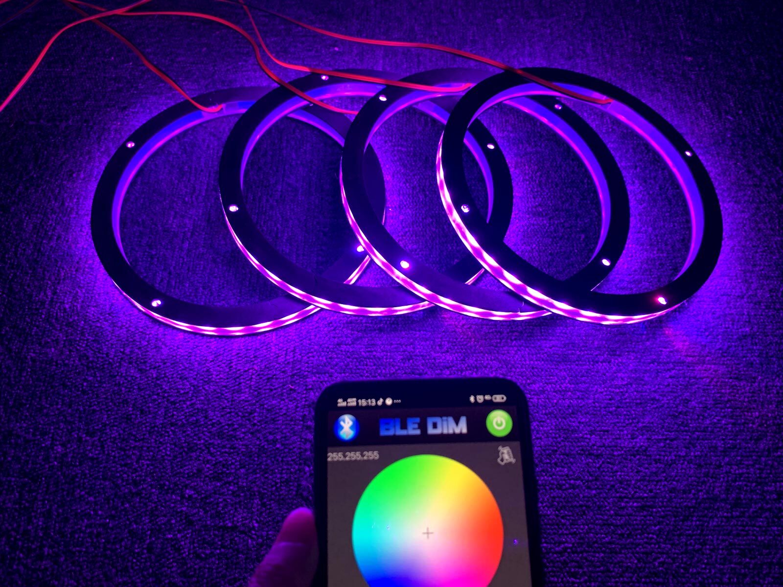 4pcs 6.5“ RGB LED Speaker Lights For Car Truck Audio 1/2“ Spacer Ring Lights