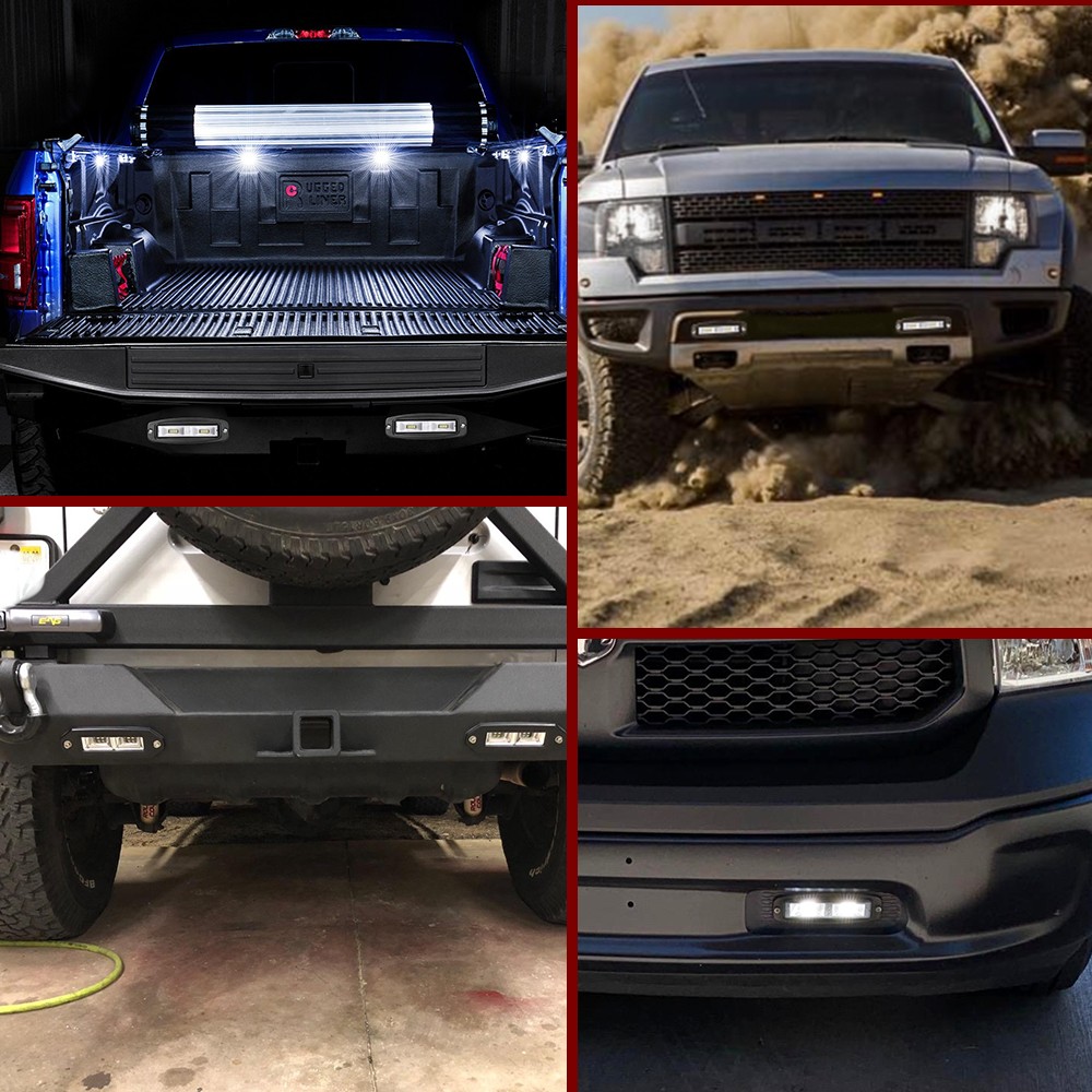 2x 7″ 160W Flush Mount LED Work Light Bar Spot Flood Driving Reverse OffRoad 4WD