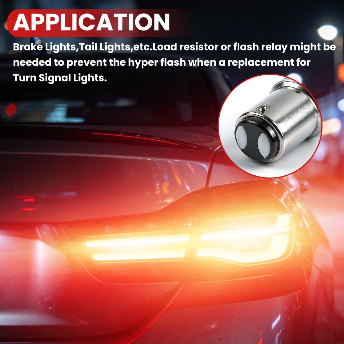 2PCS 1157LED Brake Stop Tail Parking Light Safety Warning Light 6000K Bright Red