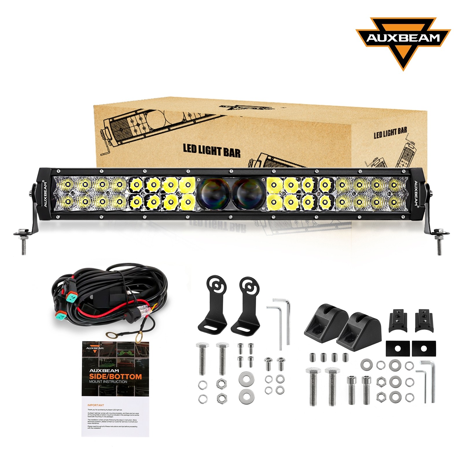 AUXBEAM 5D-PRO 12″ 22″ 32″ 42″ 52″ LED Work Light Bar Driving Truck ATV Offroad