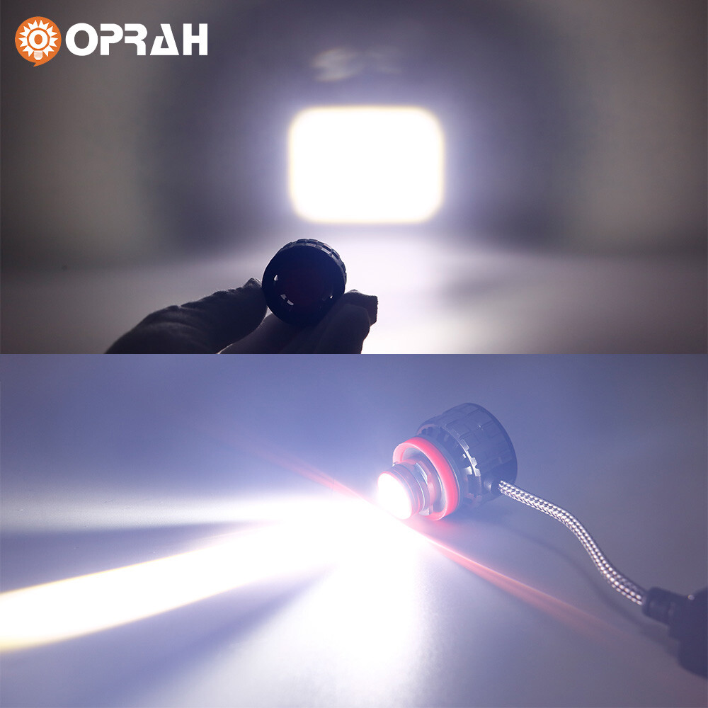 2x OPRAH LED Fog Light Bulbs Projecto Laser Lens Auto Headlight 9005 9006 H7 H11